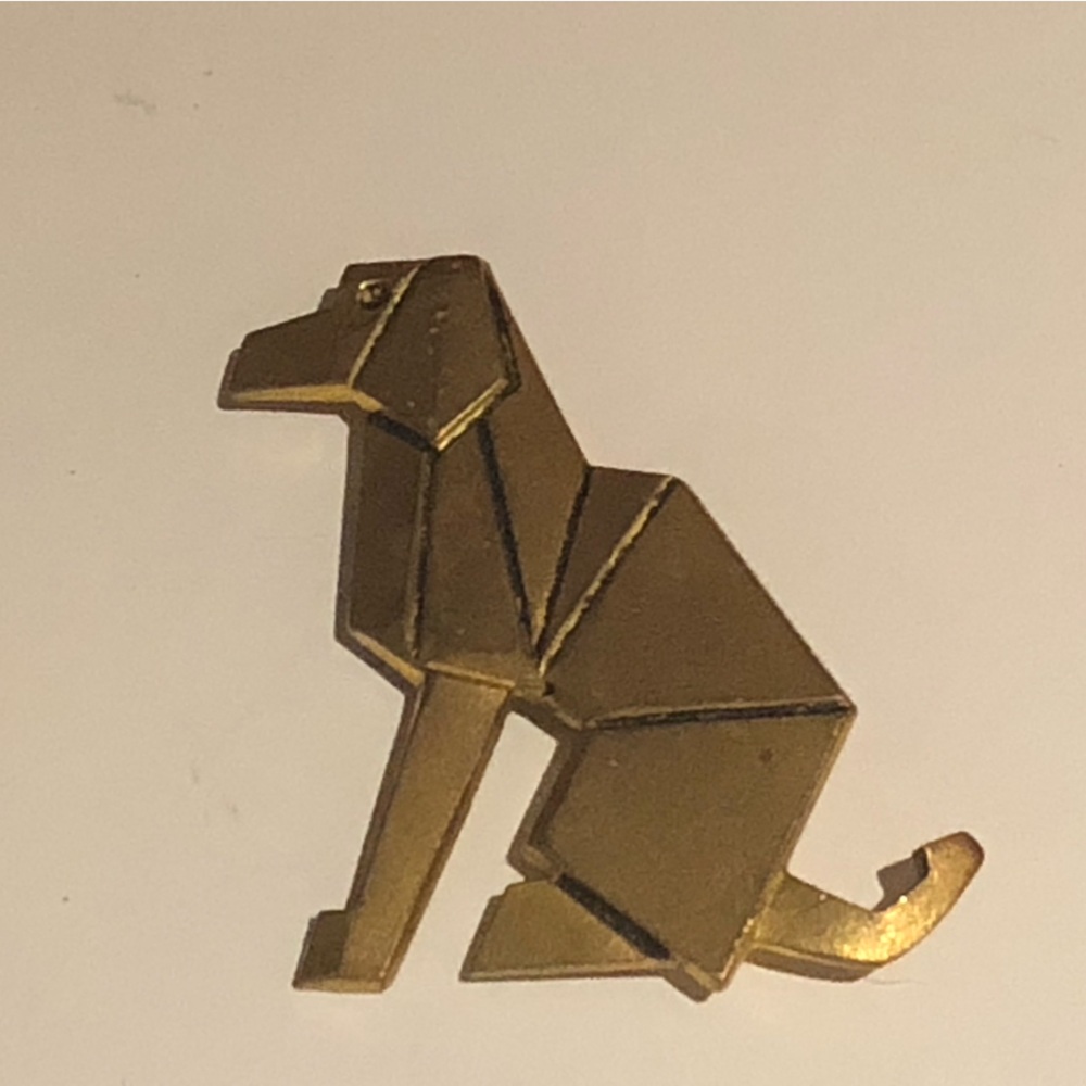 Vintage Modernist Geometric Dog Puppy pin brooch